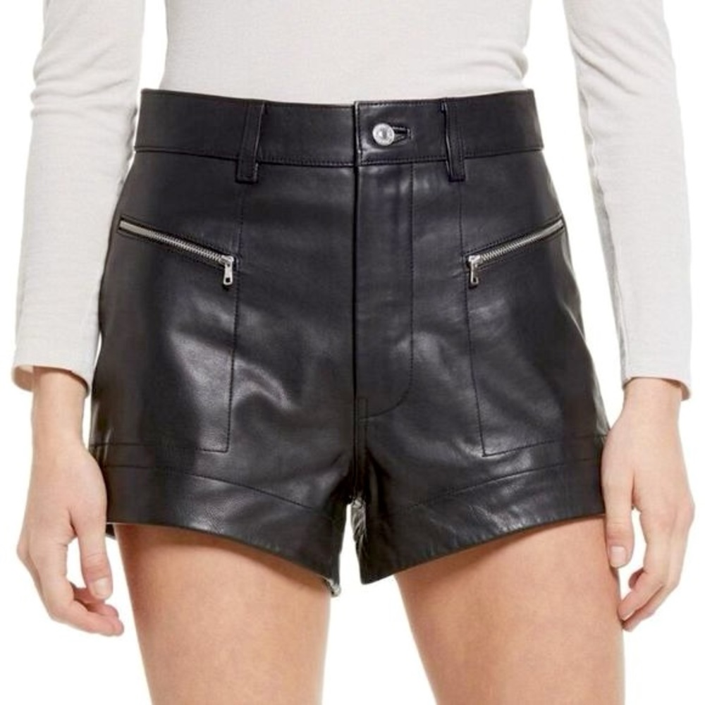 7 For All Mankind Zipper Leather Shorts